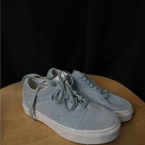 Vans Light Blue Suede Sneakers with Pattern - Womens 5